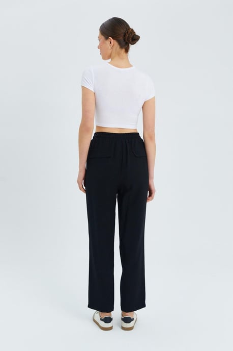 Hoch geschnittene Karottenhose mit Kordelzugbund - Image 6