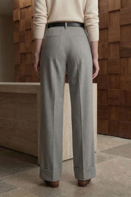Gürtelhose mit umgeschlagenem Bein und Falten - Image 3