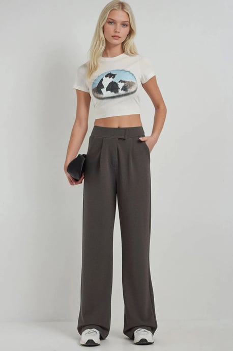 Hochtaillierte elastische Crepe Palazzo-Hose - Image 3