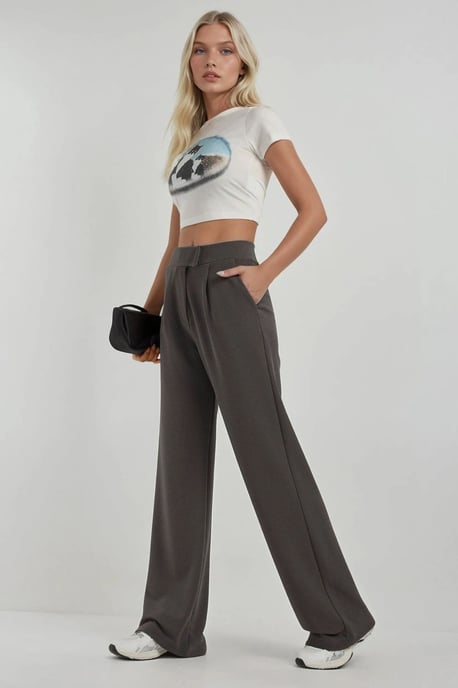 Hochtaillierte elastische Crepe Palazzo-Hose - Image 5