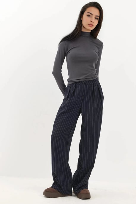 Streifenweite Leg Pleated Palazzo-Hose - Image 3