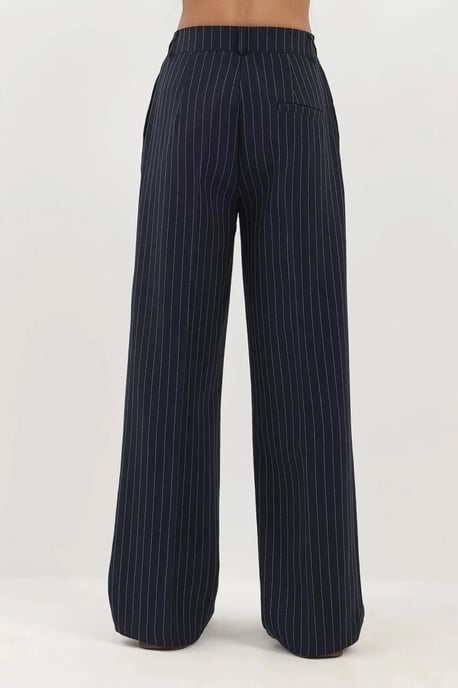 Streifenweite Leg Pleated Palazzo-Hose - Image 5