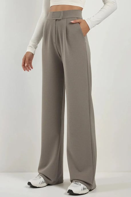 Hochtaillierte elastische Crepe Palazzo-Hose - Image 1