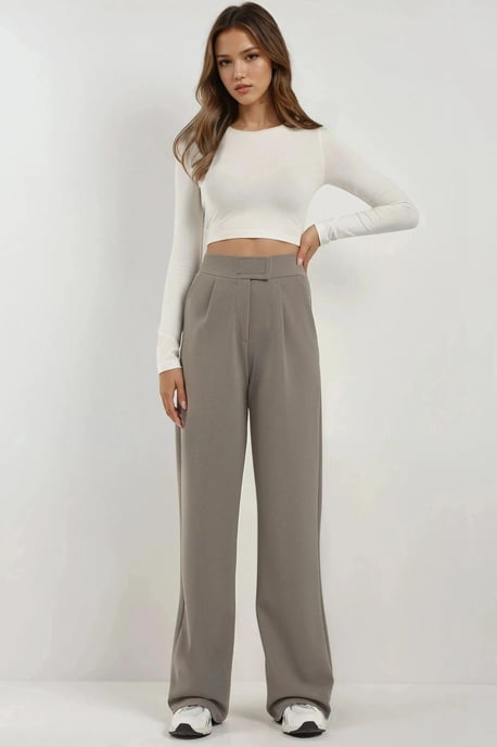Hochtaillierte elastische Crepe Palazzo-Hose - Image 4