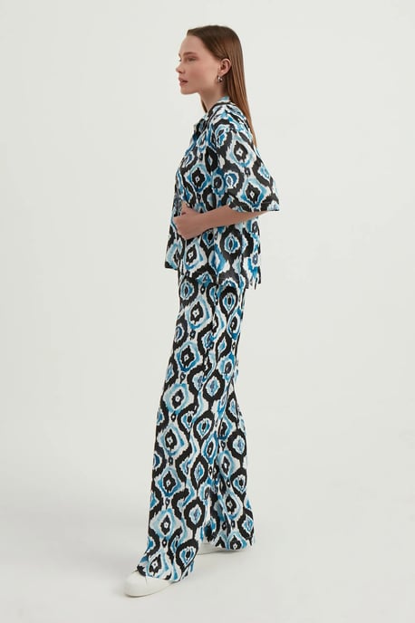 Satin Geometrische High Waist Boho-Hosen - Image 2