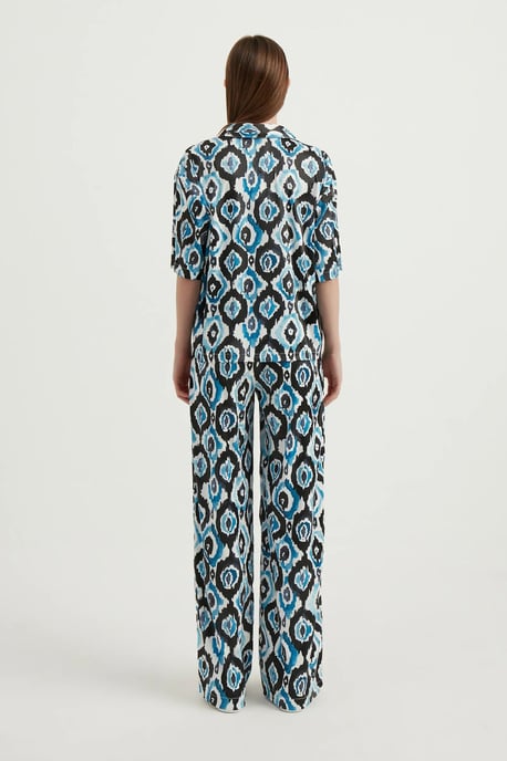 Satin Geometrische High Waist Boho-Hosen - Image 4