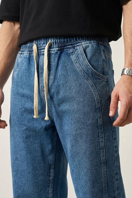 Lässige Denim-Hosen mit Zugbandbund - Image 4