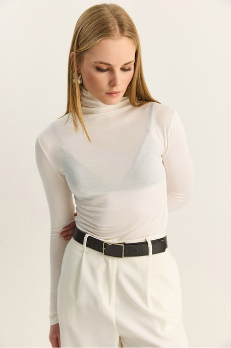 Figurbetonte Langarm-Turtleneck-Bluse - Image 5