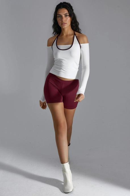 Schlanke Strickbluse mit U-Ausschnitt und Kontrastbesatz - Image 6