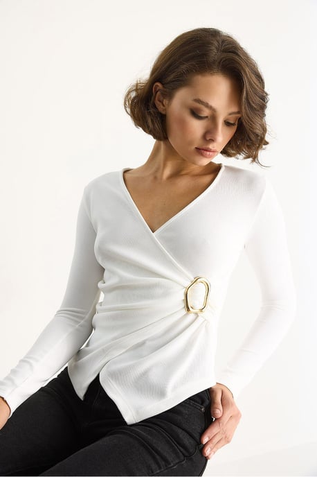 Doppelt knöpfbare Bluse mit Zubehördetail - Image 2