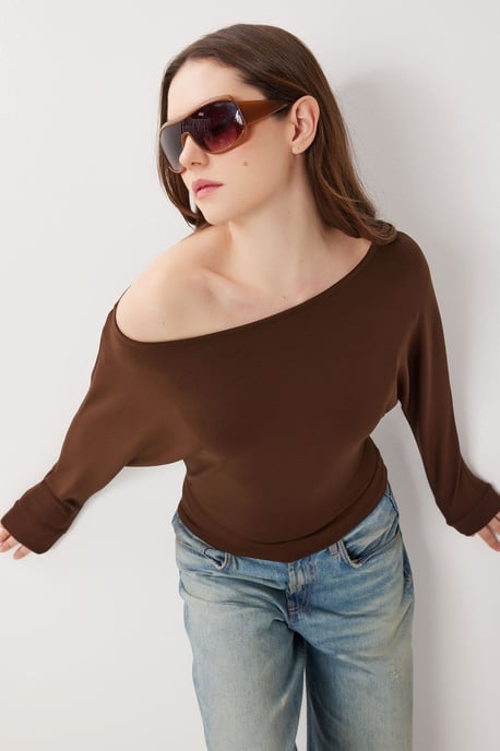 Asymmetrische Kragen Lässige Passform Bluse - Image 1