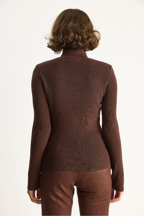 Taillierte Langarm-Strickbluse mit Druckknopfverschluss - Image 6