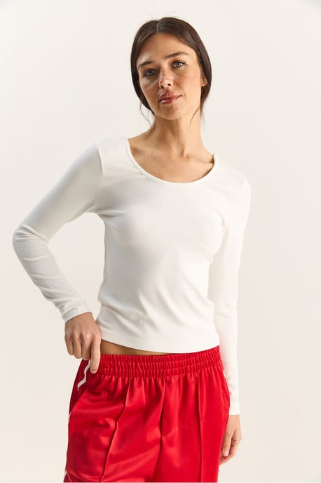 Slim Fit U-Ausschnitt Strickbluse - Image 2