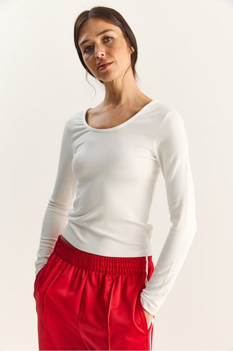 Slim Fit U-Ausschnitt Strickbluse - Image 3