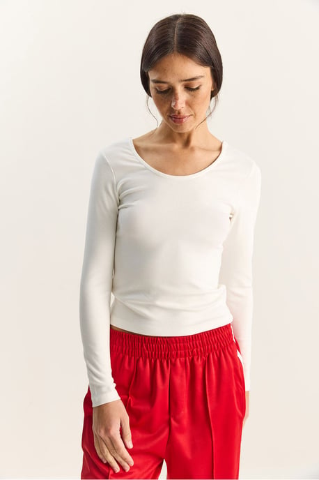 Slim Fit U-Ausschnitt Strickbluse - Image 4