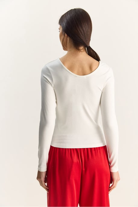 Slim Fit U-Ausschnitt Strickbluse - Image 6