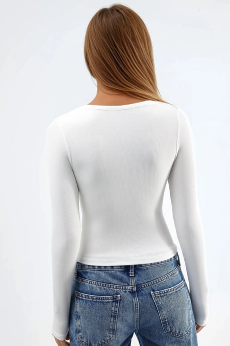 Knopfkragen Langarm Elastische Bluse - Image 3