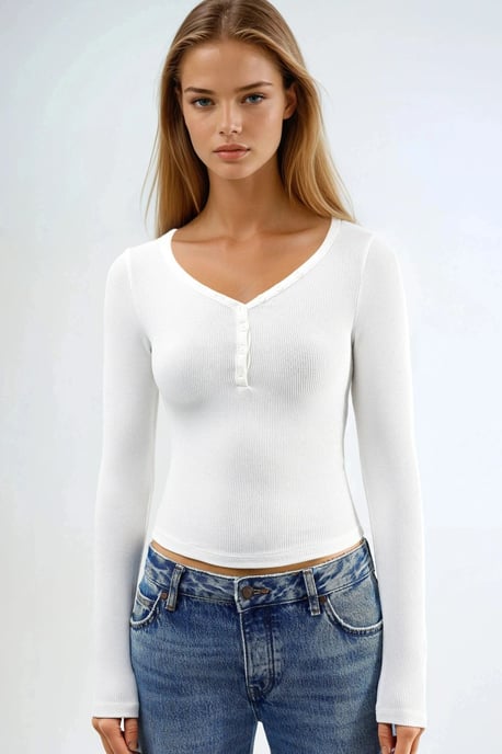 Knopfkragen Langarm Elastische Bluse - Image 6