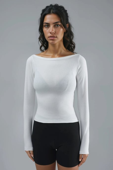 Schlanke Passform Rippoptik Bootsausschnitt-Bluse - Image 6