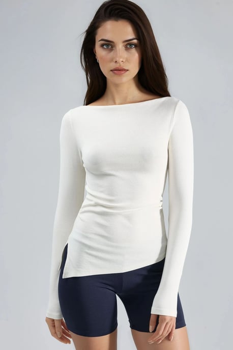 Bootsausschnitt Baumwollbluse - Image 1