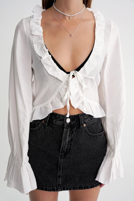 Rüschenshirt mit V-Ausschnitt und langen Ärmeln - Image 6