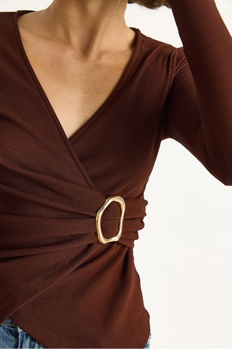 Doppelt knöpfte Bluse mit Zubehördetails - Image 5