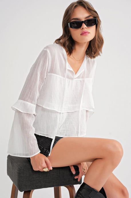 Rüschenshirt mit Schleifendetail - Image 4