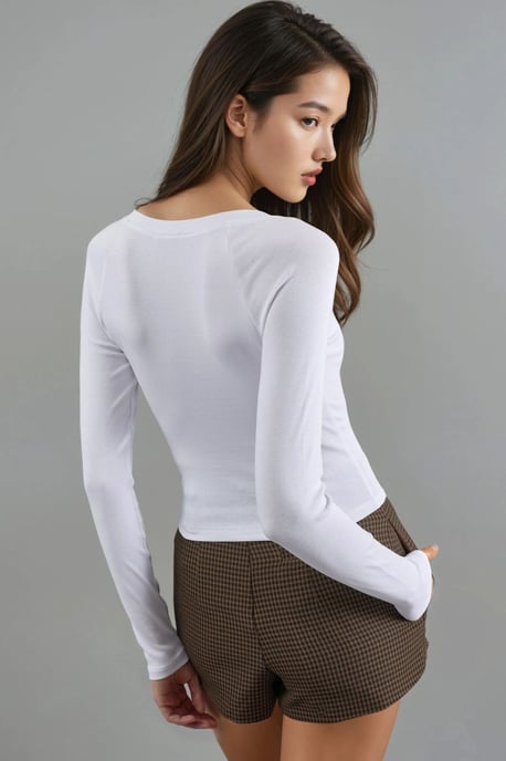 V-Ausschnitt Langarm Taillierte Bluse - Image 4