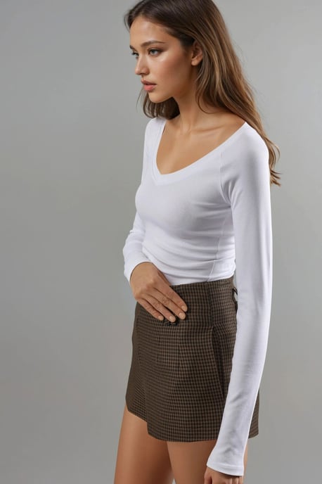 V-Ausschnitt Langarm Taillierte Bluse - Image 5