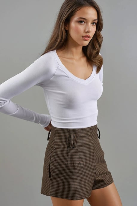 V-Ausschnitt Langarm Taillierte Bluse - Image 6