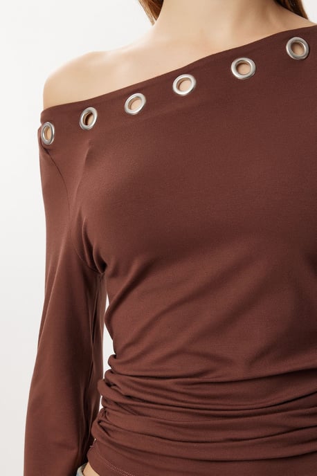 Asymmetrische Kragen Langarm Viskosebluse - Image 4