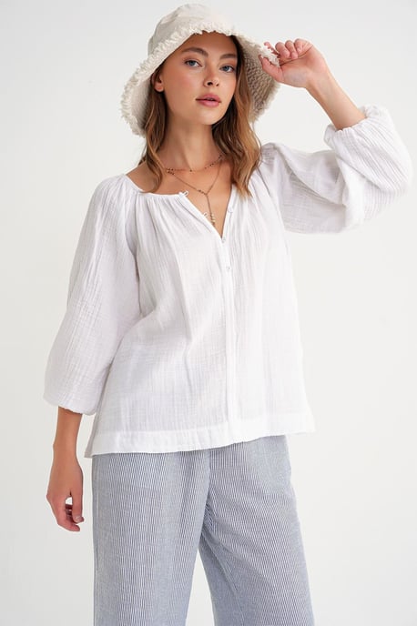 Knopfleiste Musselinbluse - Image 3