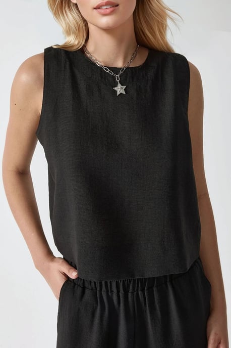 Leinengefühl Bluse & Elastischer Taillenbund Hosen Zweiteiliges Set - Image 5
