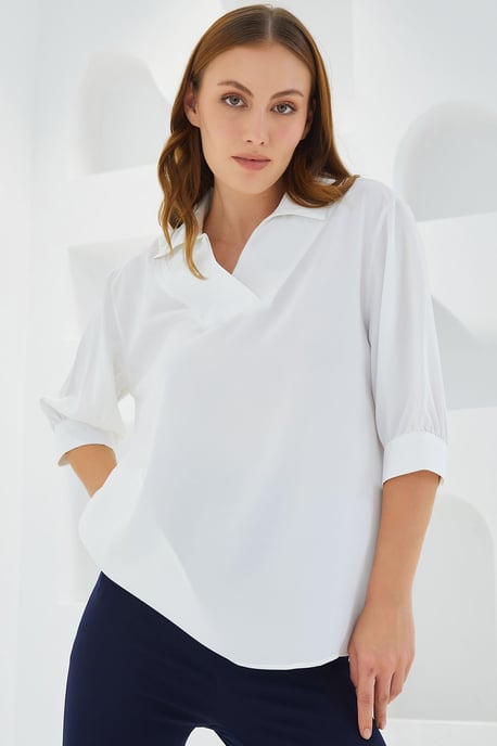Polokragen Lockere Passform Bluse - Image 2