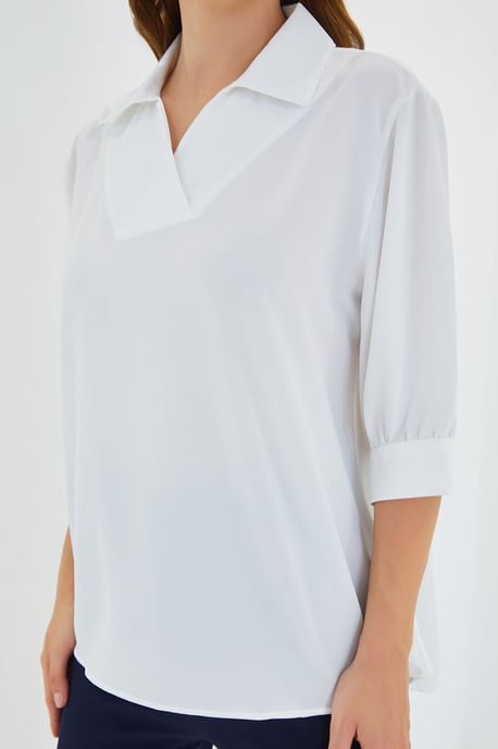 Polokragen Lockere Passform Bluse - Image 3