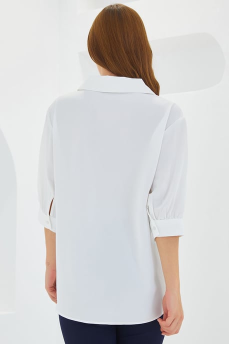 Polokragen Lockere Passform Bluse - Image 4