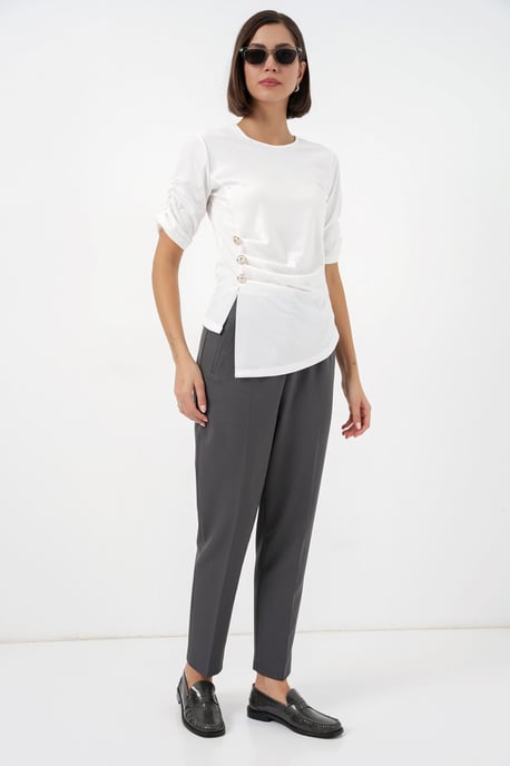 Rundhals-Button-Bluse - Image 2