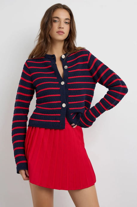 Gestreifter Strickcardigan mit Knöpfen - Image 2