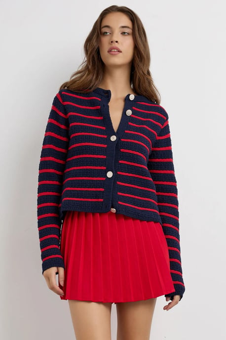 Gestreifter Strickcardigan mit Knöpfen - Image 3