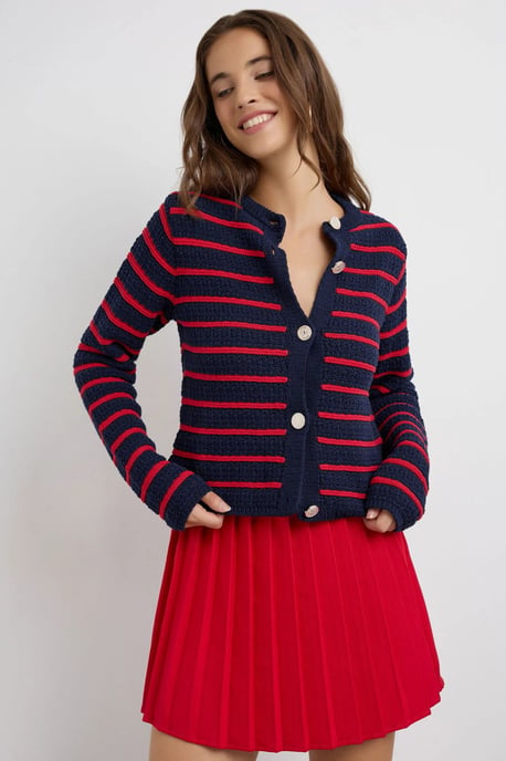 Gestreifter Strickcardigan mit Knöpfen - Image 4