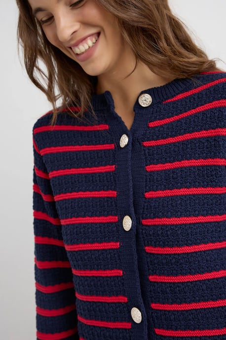 Gestreifter Strickcardigan mit Knöpfen - Image 5