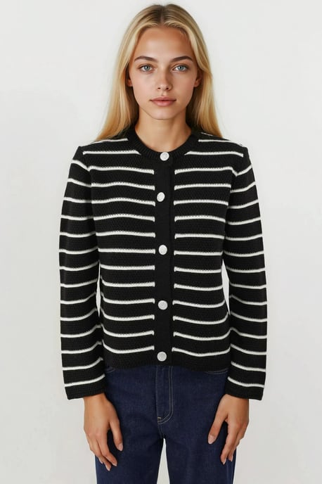 Gestreifter Strickcardigan mit Knöpfen - Image 3