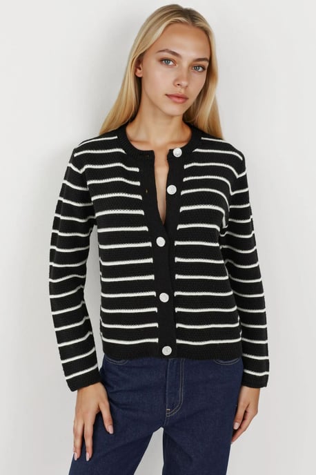 Gestreifter Strickcardigan mit Knöpfen - Image 4