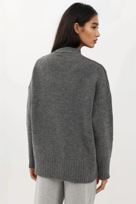Dicker V-Ausschnitt Strickcardigan - Image 3