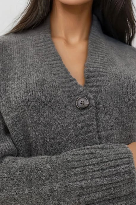 Dicker V-Ausschnitt Strickcardigan - Image 4