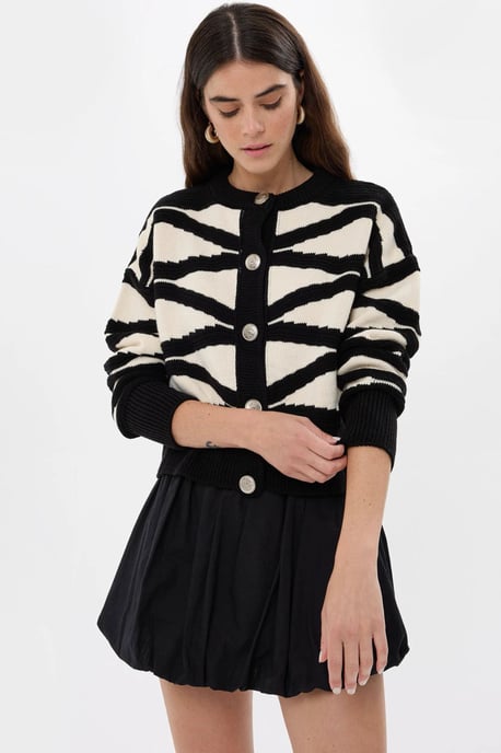 Gestreifter Knopf-Cardigan mit langen Ärmeln - Image 1