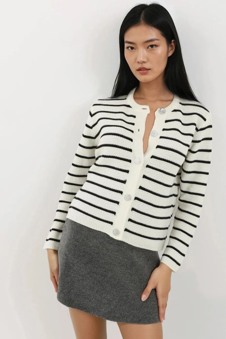 Geknöpfter gestreifter Cardigan - Image 6