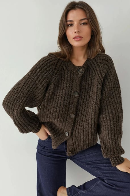 Strickjacke mit Knöpfen und Strukturmuster - Image 1