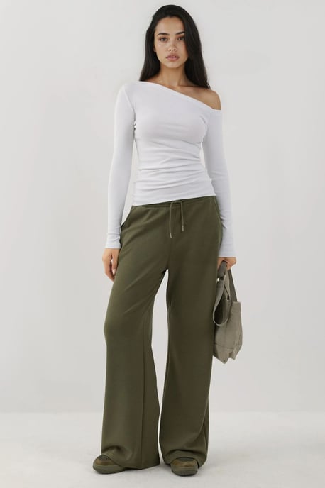 Asymmetrischer Kragen Slim Fit Langarmtop - Image 5