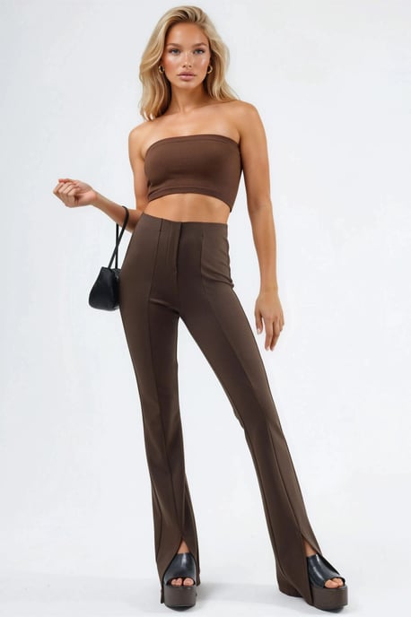 Hoch taillierte Flare-Leggings mit Schlitz - Image 2